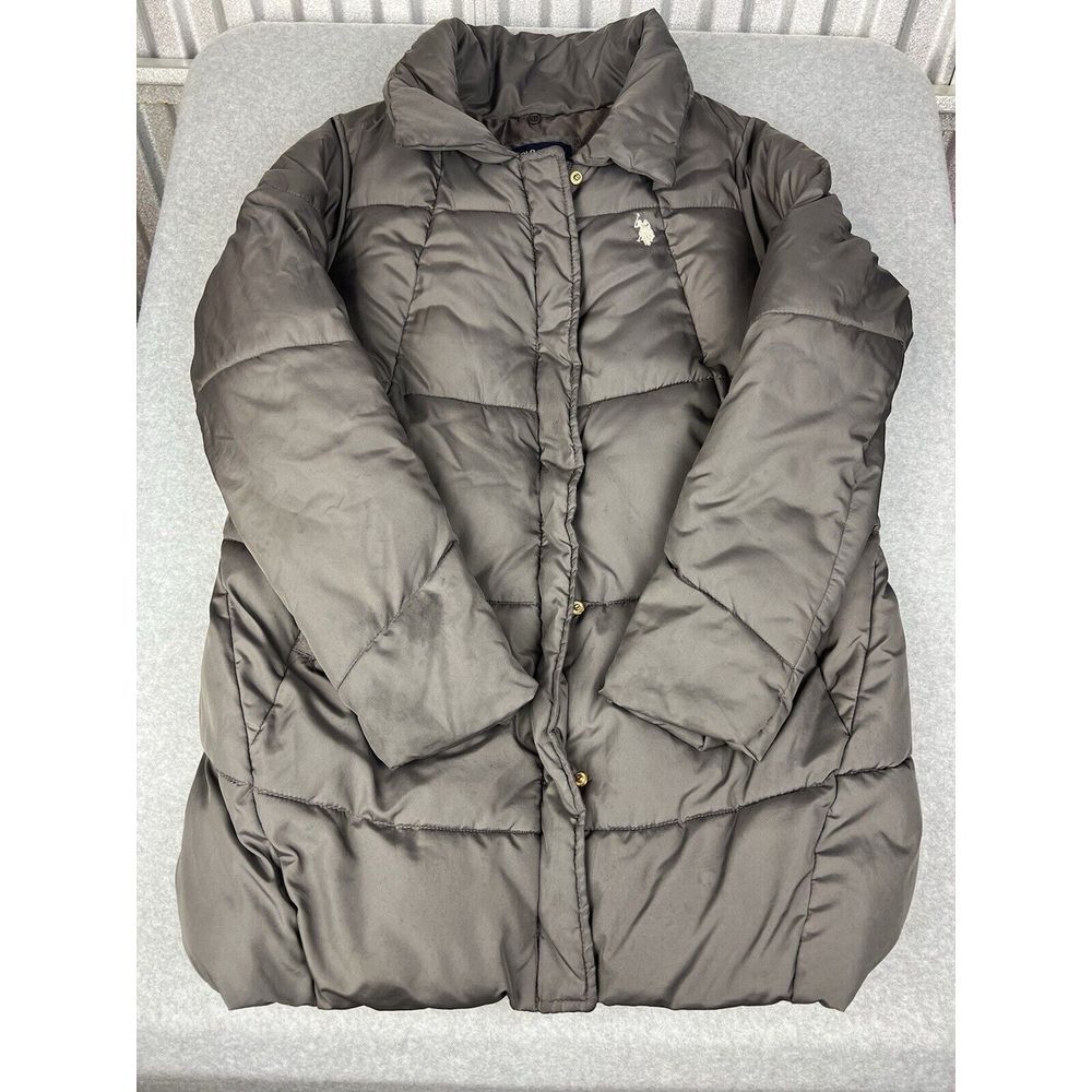 U.S. Polo Assn Coat Mens Medium Puffer Jacket USPA Winter Wear Outdoor Gray